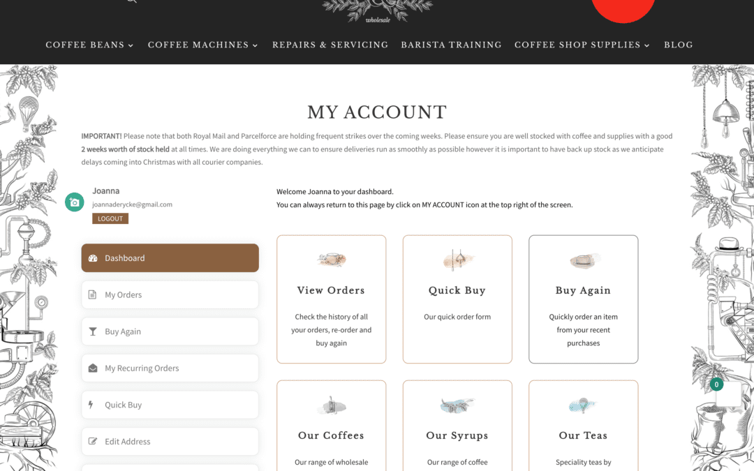 Speciality coffee roaster launches market-leading trade website